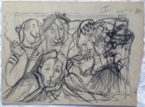 Werner Knoth Original beidseitige Zeichnung Theater Szenen Unikat Einzelstück - Picture 1 of 2