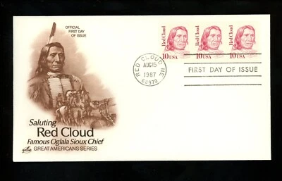 US FDC #2175 Artcraft 1987 Red Cloud NE Red Cloud Native American MC - Image 1 of 2