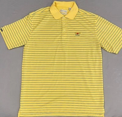 Camisa Polo Tehama Para Hombre L Rayas Amarillas Golf Hang’em Dry Baltusrol Club de Golf EE. UU. Foto 1 de 4