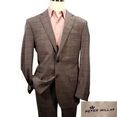 Traje Peter Millar Para Hombre Talla 42T Chaqueta Alta Gris Azul Pantalones a Cuadros 36x32 Recto Foto 1 de 4