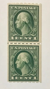 US 1912 VF MNH&H Sc#410 Joint Line Pair Top Stamp Hinged (W21) - Picture 1 of 2