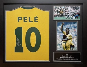 FRAMED PELE SIGNED BRAZIL 1970 FOOTBALL SHIRT SEE PROOF COA WORLD CUP WINNER - Picture 1 of 2