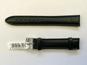 Correa de cuero negro Morellato 18 mm con costuras de borde negro y hebilla plateada - Imagen 1 de 1