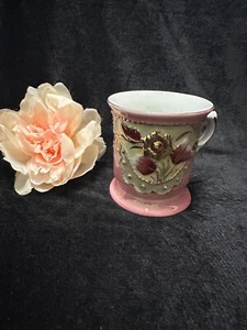 Vintage Porcelain Luster Wear Pink & Gold Hand Painted Cup w/Flowers Germany - Picture 1 of 8