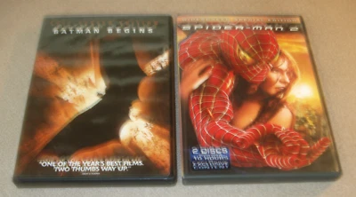 2 DVD Movies-Spider-Man 2 (DVD,2004, 2-Disc Set+Batman Begins(DVD,2005)FREE SHIP - Image 1 of 4