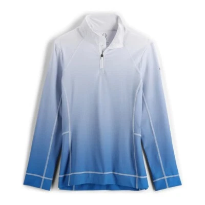 Women's SPYDER Savona Zip T-Neck Mid-Layer Top - DEFROST COLLEGIATE - Image 1 of 2