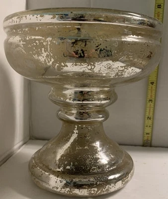 Candelabro de vidrio de mercurio POTTERY BARN 6,5 pulgadas plateado Foto 1 de 4