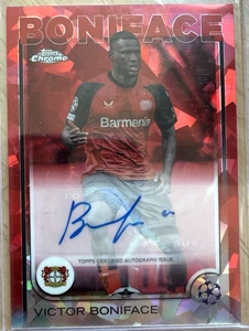 Victor Boniface Red Auto #1/5 2024-25 Topps Chrome Sapphire UEFA Soccer - Picture 1 of 2