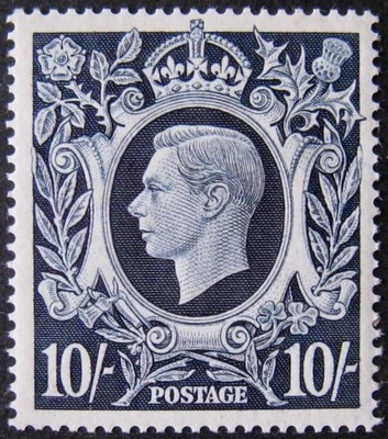 GVI 1939 10/- Dark Blue, fine v/l/m/mint. Sg.478 - Image 1 of 2