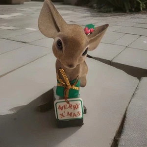 VINTAGE JOSEF ORIGINALS JAPAN FLOCKED CHRISTMAS MOUSE - Picture 1 of 4