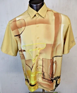 Mens The Havanera Co Shirt Button Front Multicolor Polyester Size L Wine Martini - Picture 1 of 7