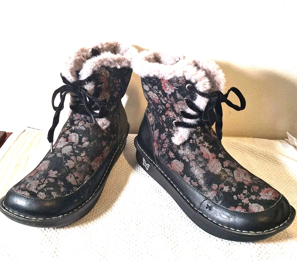 Botas de invierno Alegria para mujer 40 forro de piel sintética cuero/tela hechas por el hombre superior... Foto 1 de 4