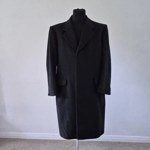 Vintage 1960s Hammersley Tailors Overcoat Charcoal Grey 38S Moorbrook 100% Wool - Picture 1 of 19