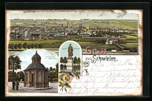 Lithographie Schwelm, Kaiser-Denkmal, Brunnen, Panorama 1905  - Picture 1 of 2