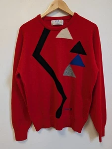 Vintage - Pringle Sports - Red Patterned Pure Wool Jumper - UK Size 40 - Picture 1 of 4