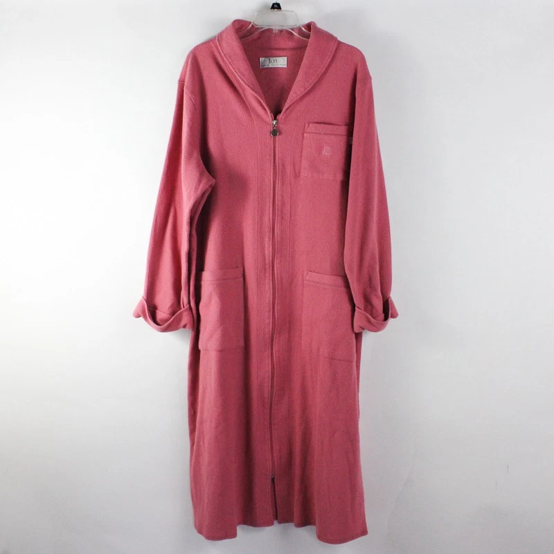 Bata para mujer Karen Neuburger L terciopelo rosa largo completo con cremallera  Foto 1 de 4