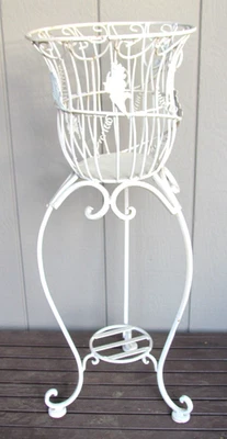 SOPORTE PLANTA HIERRO FORJADO VINTAGE PAÍS FRANCÉS DESPLAZAMIENTO BLANCO 28" Foto 1 de 4