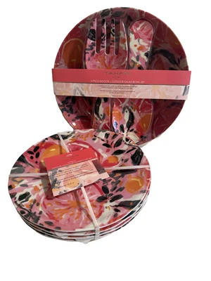 Tahari Home Salad Bowl Set and 4 dinner plates NEW - Image 1 of 4