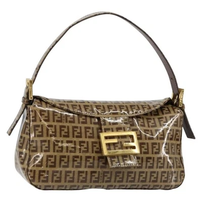 FENDI Zucchino Canvas Mamma Baguette Shoulder Bag Beige Gold Auth ep11341 - Image 1 of 4