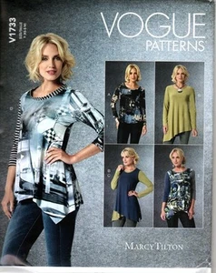 Maglione maglia Vogue V1733 Misses L-xxl top orlo fazzoletto modello NON TAGLIATO 1733 - Foto 1 di 2