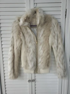 Women's Guess Size Xs Faux Blonde Fur 3/4 Jacket - Picture 1 of 13