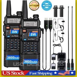 Long Range Walkie Talkie 100 Mile Two Way Radio Charge Headset Waterproof 2 PACK - Picture 1 of 24