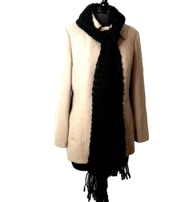 Bufanda Negra 96"x5" Larga Gruesa Hecha a Mano Crochet Tejida a Mano Suave Cálida Nueva con Etiquetas Foto 1 de 4