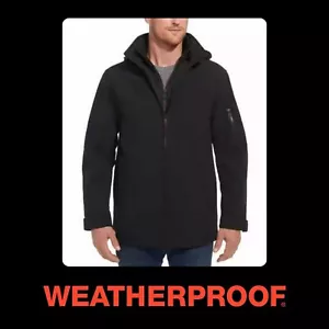 Wetterfeste Herren Stretch Tech Jacke Wasserabweisend Kapuze, Schwarz, Medium, Neu mit Etikett - Bild 1 von 4