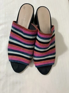 Loeffler Randall Womens Multicolor Stripe Suede Kena Heel Slide Sandal Sz 10 B - Picture 1 of 8