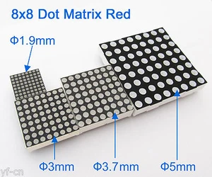50pcs 8x8 Dot Matrix Red LED Display Common Anode Cathode 1.9mm/3mm/3.7mm/5mm - Picture 1 of 10