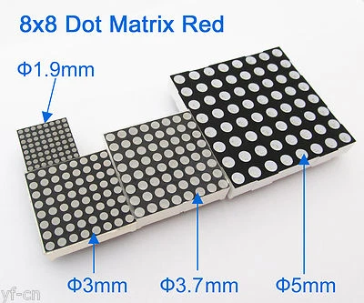 1pc 8x8 Dot Matrix Red LED Display Common Anode Cathode 1.9mm/3mm/3.7mm/5mm - Image 1 of 2