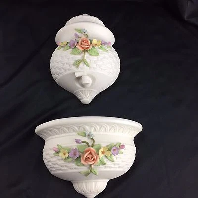 VINTAGE LEFTON CHINA BASKET WEAVE WITH ROSES FAUX WATERFALL 6”X4 1/2” Mini - Image 1 of 4