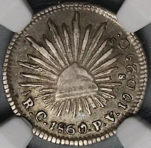 1860-C NGC XF 45 Mexico 1/2 Real Culiacan Cap Rays Coin POP 1/3 (23041604C) - Picture 1 of 6