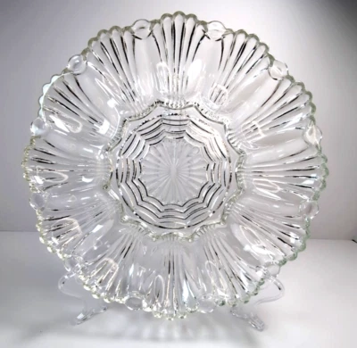 Plato de huevo/ostra Devild "896 Clear" Anchor Hocking ~ 10" ~ Hecho en EE. UU. Foto 1 de 3