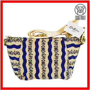 Cath Kidston Zipped Mini Cross Body Bag Dreamers Floral Stripe Monochrome Jute - Picture 1 of 14