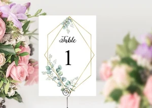 Eucalyptus Frame Table Number Cards - Wedding Birthday Christening Baby Shower - Picture 1 of 3