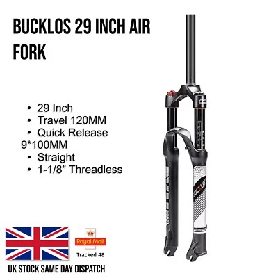 BUCKLOS MTB Air Suspension Bike Fork QR 26/27.5/29 Bicycle Front Fork Rebound - Image 1 of 4