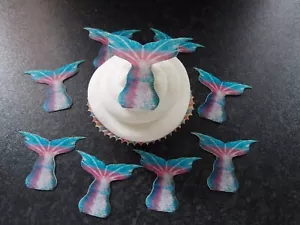 12 PRECUT Edible Mermaid Tails wafer/rice paper cake/cupcake toppers - Picture 1 of 3