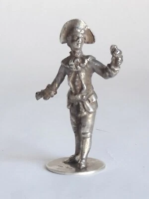Porte nom, table, sculpture Arlequin Comedia Del Arte argent massif Italy - Photo 1/4