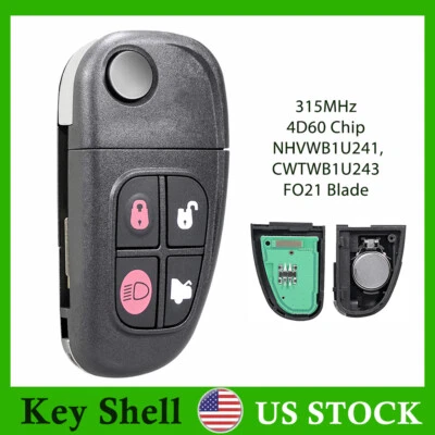 Replacement for 2002 2003 2004 2005 2006 2007 2008 Jaguar XJ8 Car Key Fob Remote - Image 1 of 4