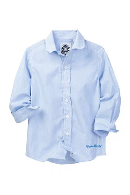 English Laundry Little Boy's 5 Long Sleeve Oxford Shirt Blue White Stripe Button - Image 1 of 3