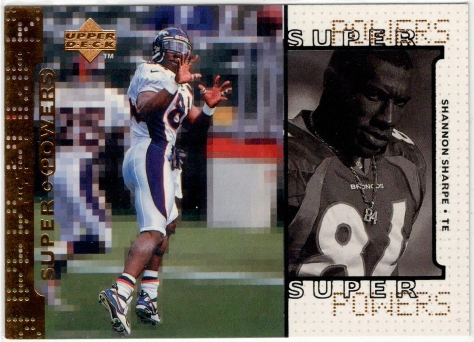 1998 Upper Deck Super Powers Shannon Sharpe Insert Card #S14 Broncos - Image 1 of 1
