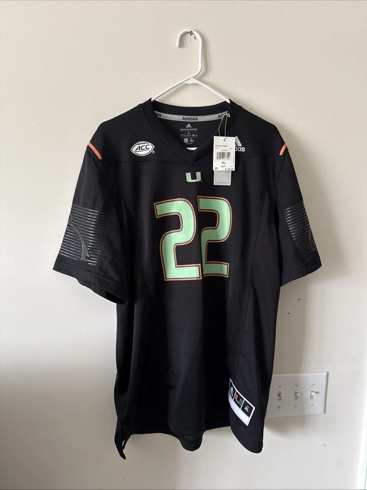 Camiseta deportiva para hombre Adidas #22 negra Miami Hurricanes Miami Nights Premier talla XL - NUEVA CON ETIQUETAS Foto 1 de 4