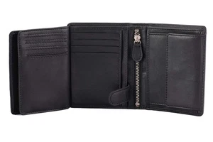 Carteras para Hombres Italia Doble Plegable Abatible ID Cuero Cartera Ranuras Verticales Moneda y Cremallera... - Imagen 1 de 8