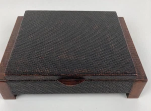 Caja House Of Mercier Cuero Fino y Madera 10W x 13D x 3.5H Muy Bonita - Imagen 1 de 14