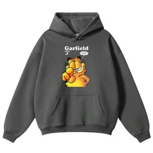 Garfield Classic Cartoon Print Casual Wear Unisex Hoodie,Trendy Loose Sweatshirt - Picture 1 of 18