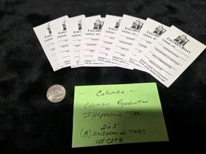 8 COLUMBIA INSPECTION TAGS 3-3/4" X 2-1/8"  ANTIQUE SLOT #CIT8 - Picture 1 of 3