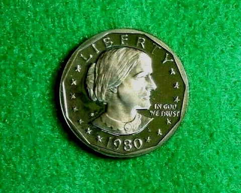 1980-S Proof Susan  B  Anthony Dollar Gem DP. Cameo Nice Coin     Free Shipping Cover