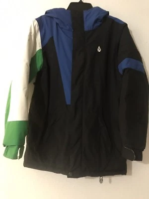 Volcom Let It Storm Jacket Long Temps Black/White/Green YouthBoys Sz M - Image 1 of 4