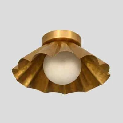 Flush mount Ceiling light Italian Brass Pendant Handmade Glass Globe Mid Century - Image 1 of 4